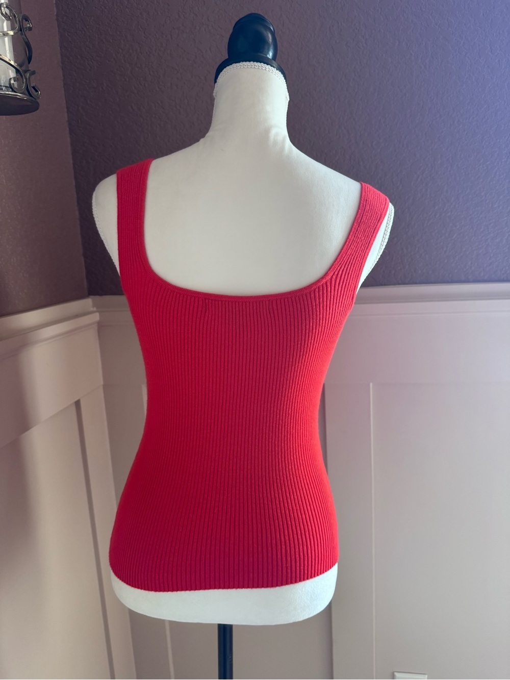 Vero Moda Bright Red Ribbed V-Neck Tank - Picture 2 of 8